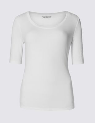 Pure Cotton Scoop Neck Half Sleeve T-Shirt
